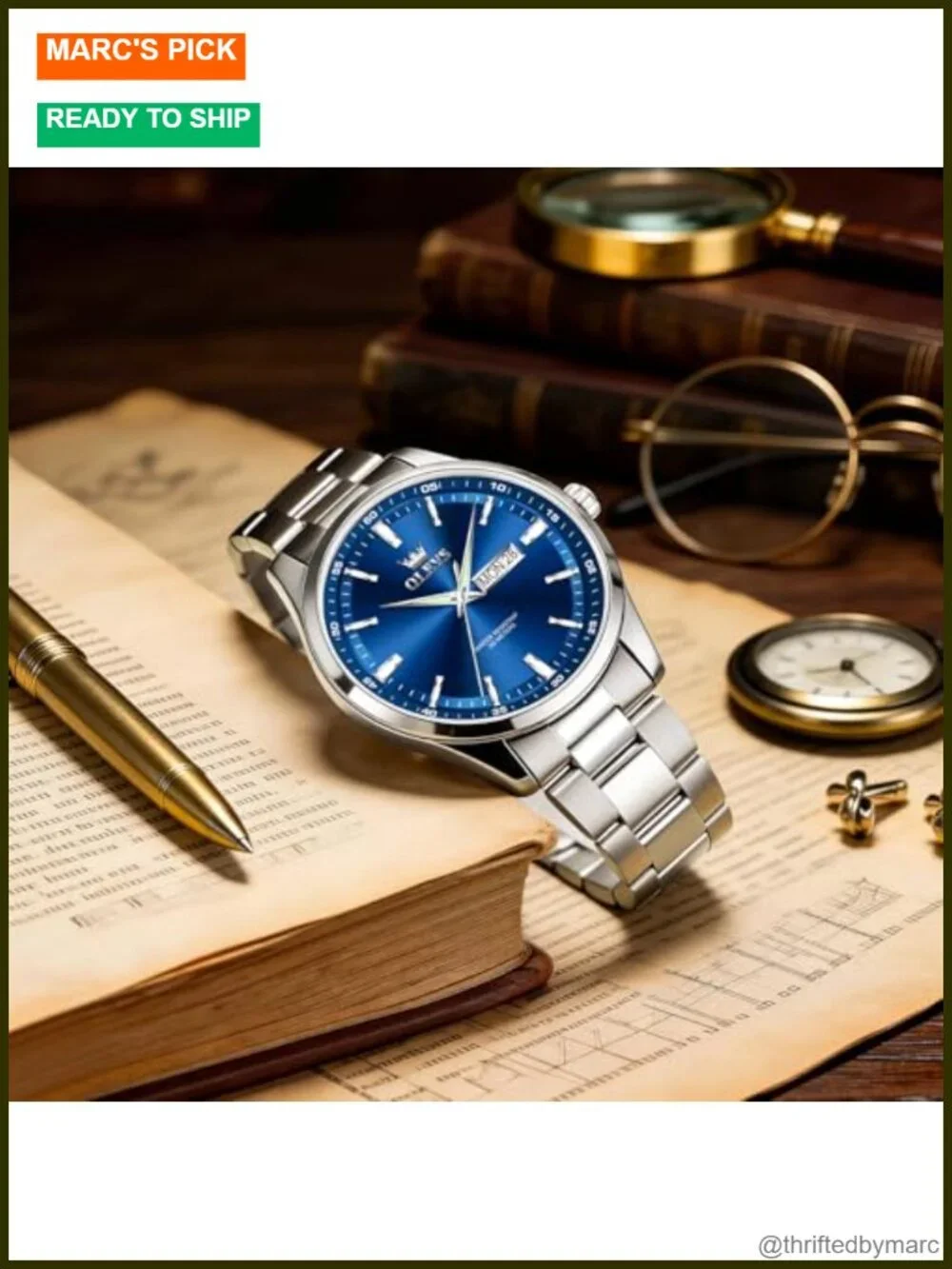 Waterproof Stainless Steel Quartz Watch with Date